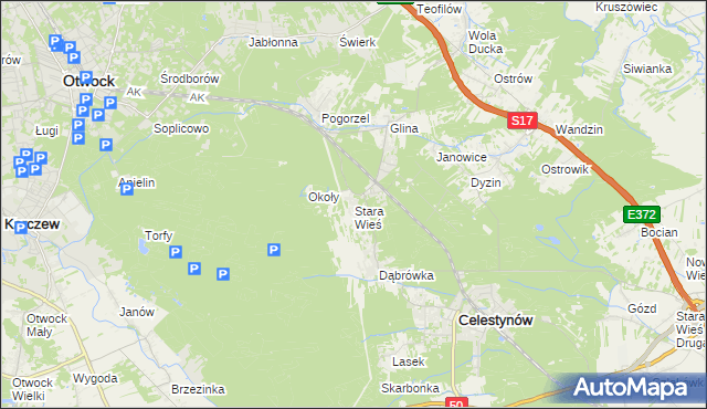 mapa Stara Wieś gmina Celestynów, Stara Wieś gmina Celestynów na mapie Targeo