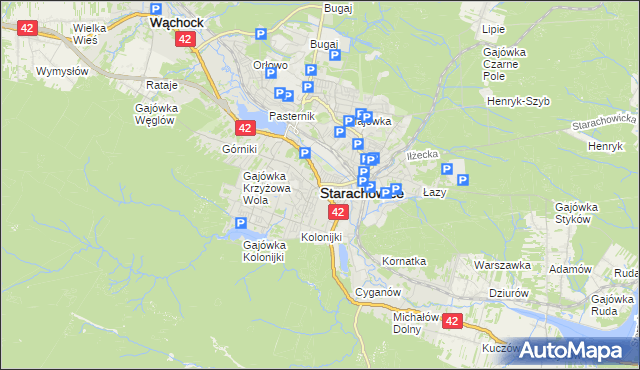 mapa Starachowic, Starachowice na mapie Targeo