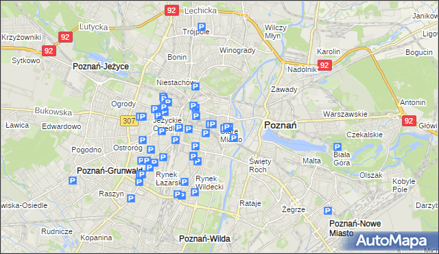 mapa Stare Miasto gmina Poznań, Stare Miasto gmina Poznań na mapie Targeo