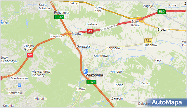 mapa Stefanówka gmina Wiązowna, Stefanówka gmina Wiązowna na mapie Targeo