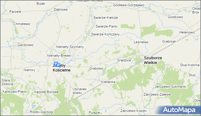 mapa Świerże-Kolonia gmina Zaręby Kościelne, Świerże-Kolonia gmina Zaręby Kościelne na mapie Targeo
