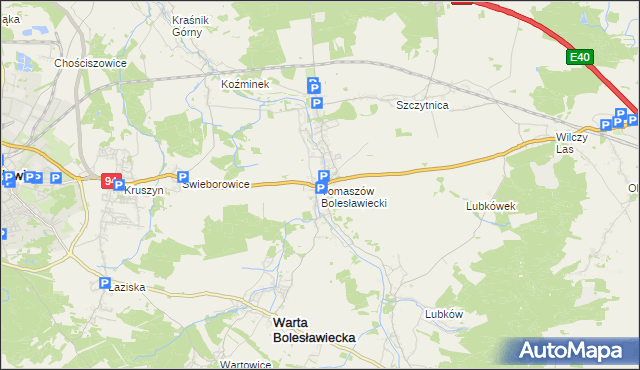 mapa Tomaszów Bolesławiecki, Tomaszów Bolesławiecki na mapie Targeo