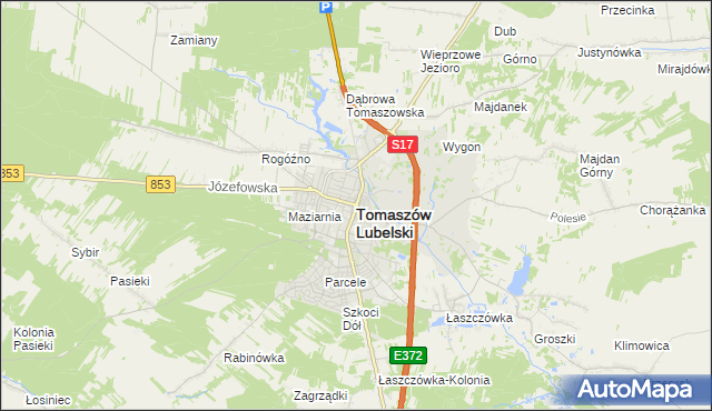 mapa Tomaszów Lubelski, Tomaszów Lubelski na mapie Targeo