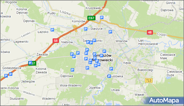 mapa Tomaszów Mazowiecki, Tomaszów Mazowiecki na mapie Targeo