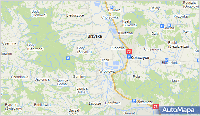 mapa Ujazd gmina Brzyska, Ujazd gmina Brzyska na mapie Targeo