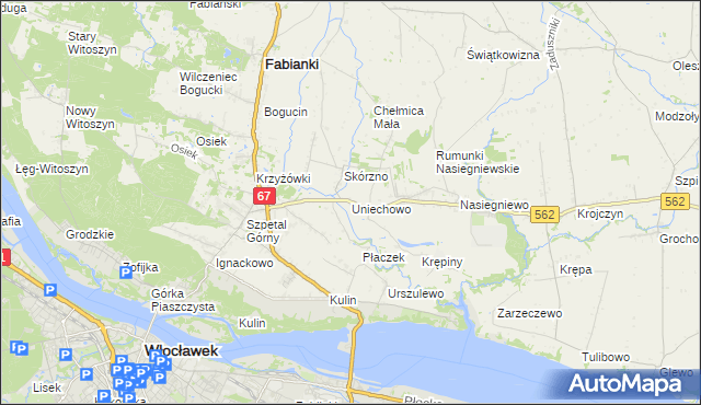 mapa Uniechowo, Uniechowo na mapie Targeo