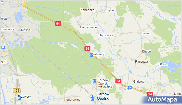 mapa Walidrogi, Walidrogi na mapie Targeo