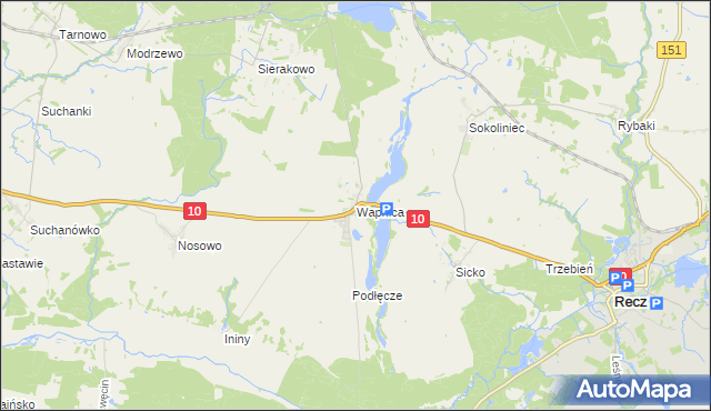 mapa Wapnica gmina Suchań, Wapnica gmina Suchań na mapie Targeo