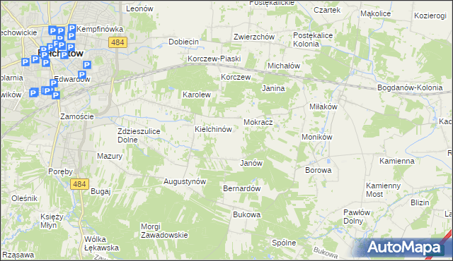 mapa Wiktorów gmina Bełchatów, Wiktorów gmina Bełchatów na mapie Targeo