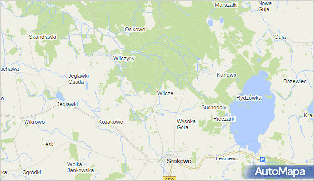 mapa Wilcze gmina Srokowo, Wilcze gmina Srokowo na mapie Targeo