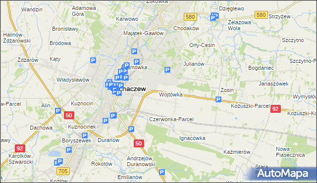 mapa Wojtówka gmina Sochaczew, Wojtówka gmina Sochaczew na mapie Targeo