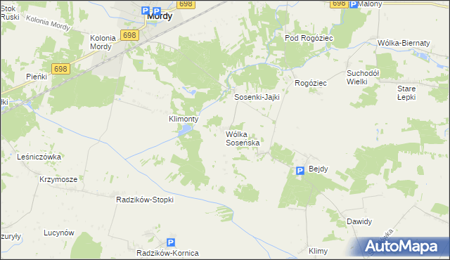 mapa Wólka Soseńska, Wólka Soseńska na mapie Targeo