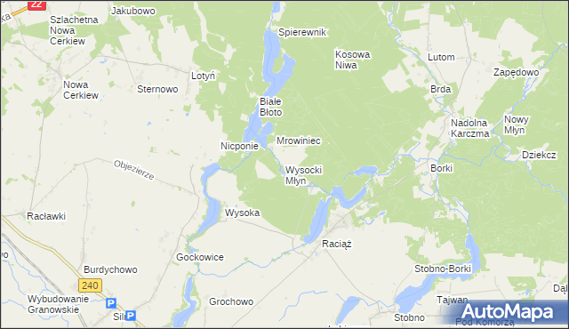 mapa Wysocki Młyn, Wysocki Młyn na mapie Targeo