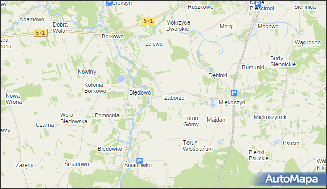 mapa Zaborze gmina Nasielsk, Zaborze gmina Nasielsk na mapie Targeo