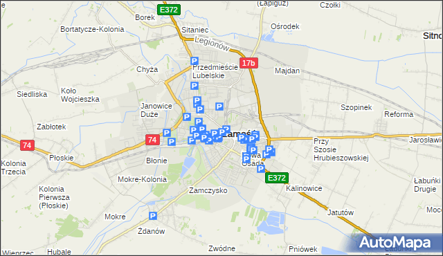 mapa Zamościa, Zamość na mapie Targeo