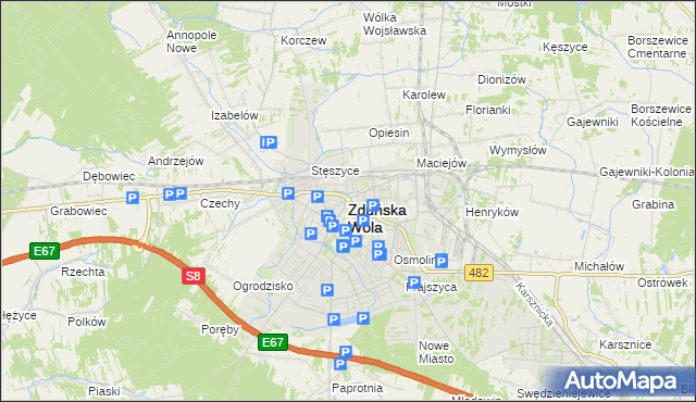 mapa Zduńska Wola, Zduńska Wola na mapie Targeo