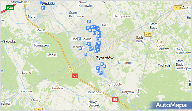 mapa Żyrardów, Żyrardów na mapie Targeo