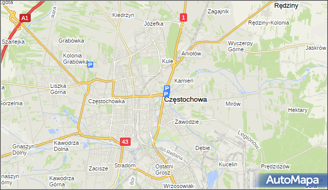 mapa Częstochowy, Częstochowa na mapie Targeo