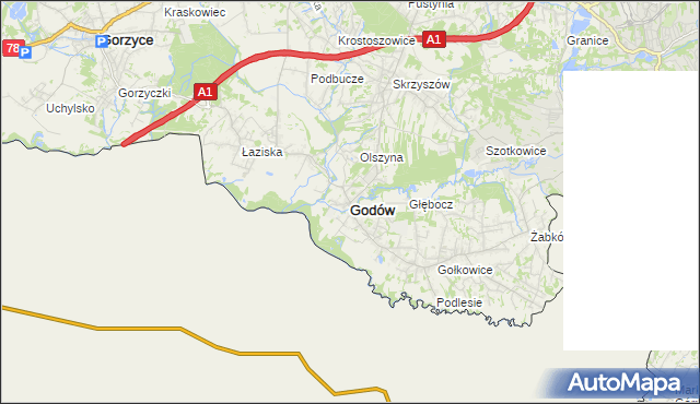 mapa Godów powiat wodzisławski, Godów powiat wodzisławski na mapie Targeo
