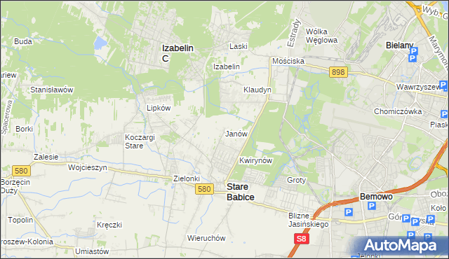 mapa Janów gmina Stare Babice, Janów gmina Stare Babice na mapie Targeo