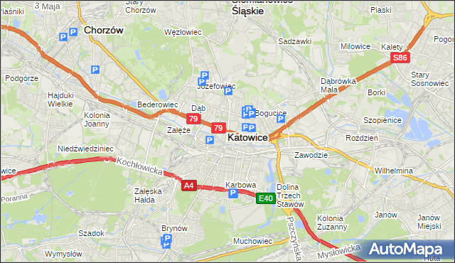 mapa Katowic, Katowice na mapie Targeo