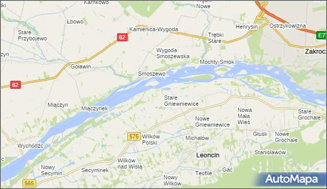 mapa Stare Gniewniewice, Stare Gniewniewice na mapie Targeo