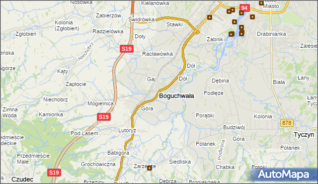 mapa Boguchwała powiat rzeszowski, Boguchwała powiat rzeszowski na mapie Targeo