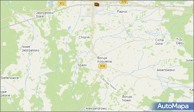 mapa Boruja Kościelna, Boruja Kościelna na mapie Targeo