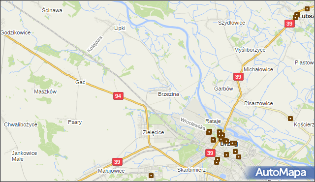 mapa Brzezina gmina Skarbimierz, Brzezina gmina Skarbimierz na mapie Targeo