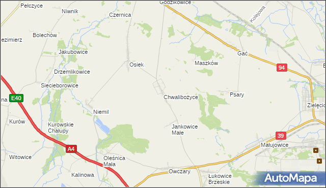 mapa Chwalibożyce, Chwalibożyce na mapie Targeo