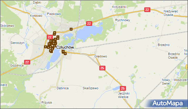 mapa Ględowo, Ględowo na mapie Targeo