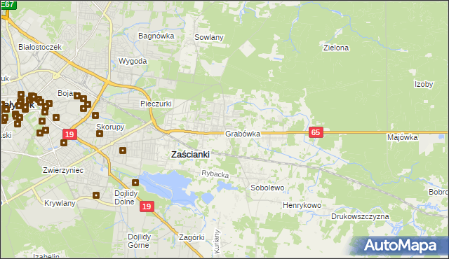 mapa Grabówka gmina Supraśl, Grabówka gmina Supraśl na mapie Targeo