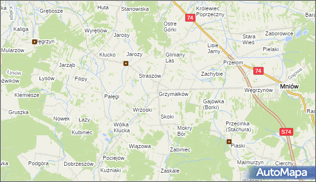 mapa Grzymałków, Grzymałków na mapie Targeo