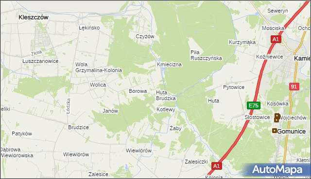 mapa Huta Brudzka, Huta Brudzka na mapie Targeo