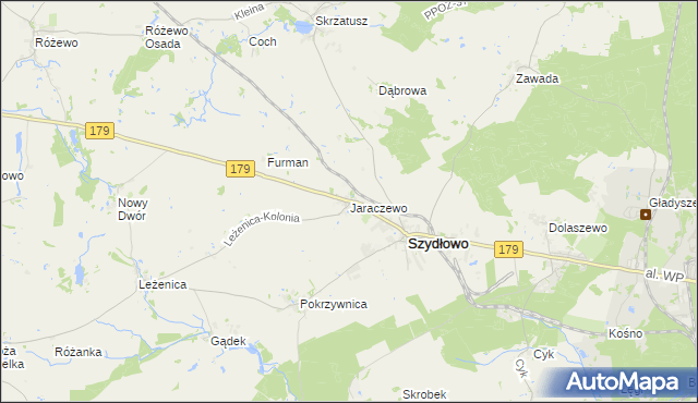 mapa Jaraczewo gmina Szydłowo, Jaraczewo gmina Szydłowo na mapie Targeo