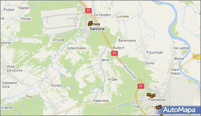 mapa Jelna gmina Nowa Sarzyna, Jelna gmina Nowa Sarzyna na mapie Targeo