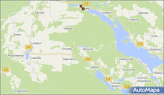 mapa Jeziorna gmina Nowa Sól, Jeziorna gmina Nowa Sól na mapie Targeo