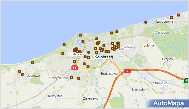 mapa Kołobrzegu, Kołobrzeg na mapie Targeo
