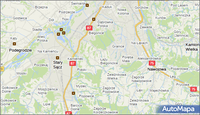 mapa Łazy Biegonickie, Łazy Biegonickie na mapie Targeo