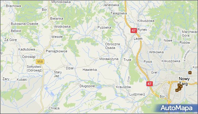 mapa Morawczyna, Morawczyna na mapie Targeo