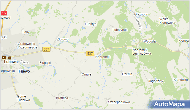 mapa Napromek, Napromek na mapie Targeo