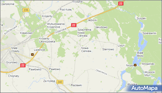 mapa Nowa Cerkiew gmina Chojnice, Nowa Cerkiew gmina Chojnice na mapie Targeo