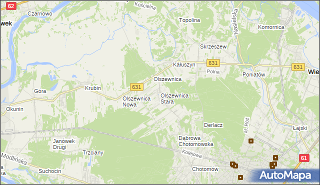 mapa Olszewnica Stara, Olszewnica Stara na mapie Targeo
