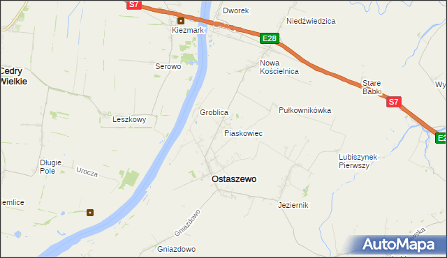 mapa Piaskowiec gmina Ostaszewo, Piaskowiec gmina Ostaszewo na mapie Targeo