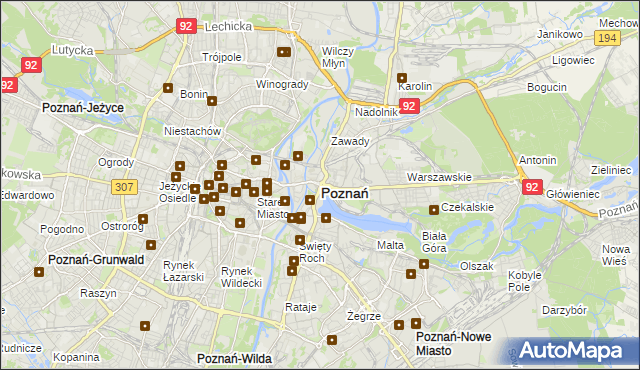 mapa Poznania, Poznań na mapie Targeo