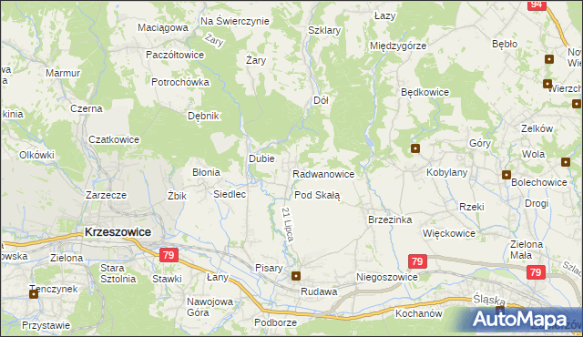 mapa Radwanowice, Radwanowice na mapie Targeo