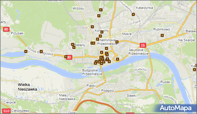 mapa Torunia, Toruń na mapie Targeo
