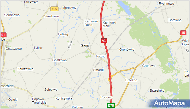 mapa Turzno gmina Łysomice, Turzno gmina Łysomice na mapie Targeo