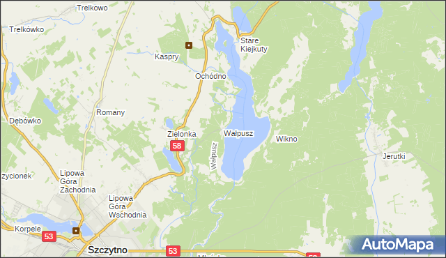 mapa Wałpusz, Wałpusz na mapie Targeo