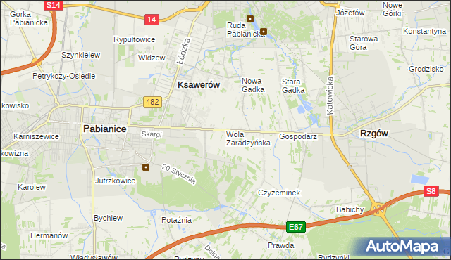 mapa Wola Zaradzyńska, Wola Zaradzyńska na mapie Targeo